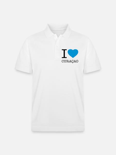 I LOVE CURACAO - Stanley/Stella Unisex Organic Polo Shirt PREPSTER - white