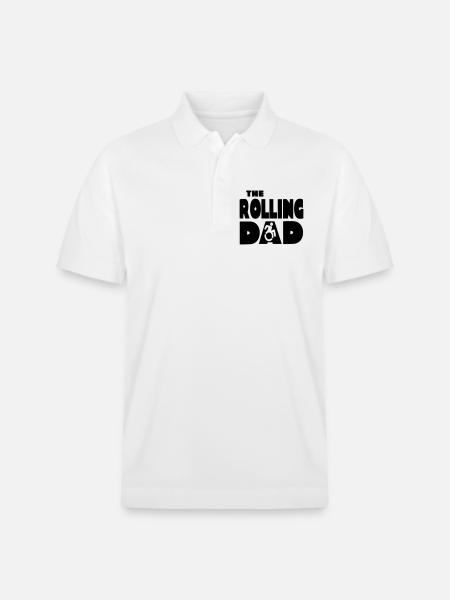 The Rolling Dad in a Wheelchair, Dad # - Stanley/Stella Unisex Organic Polo Shirt PREPSTER - white