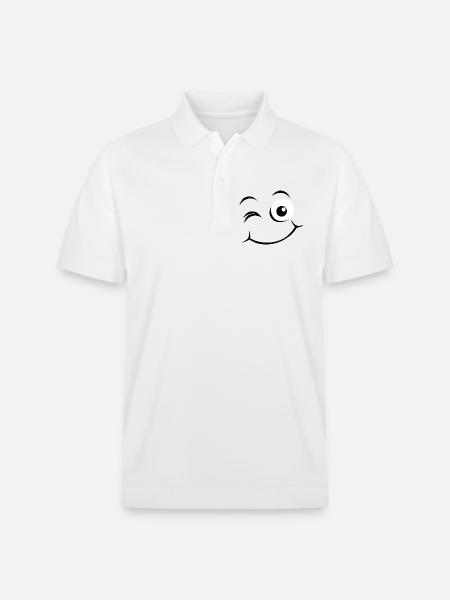 Emoticon Happy face - Stanley/Stella Unisex Organic Polo Shirt PREPSTER - white