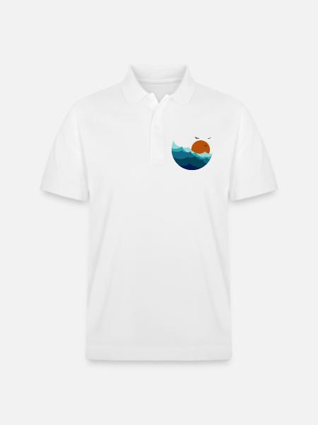 Waves Sunset - Stanley/Stella Unisex Organic Polo Shirt PREPSTER - white