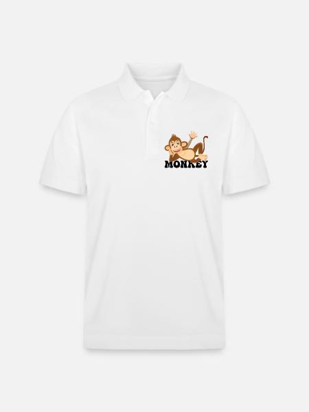 Cheerful Monkey Lounge Illustration - Stanley/Stella Unisex Organic Polo Shirt PREPSTER - white