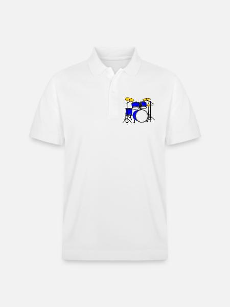 Drum kit blue logo - Stanley/Stella Unisex Organic Polo Shirt PREPSTER - white