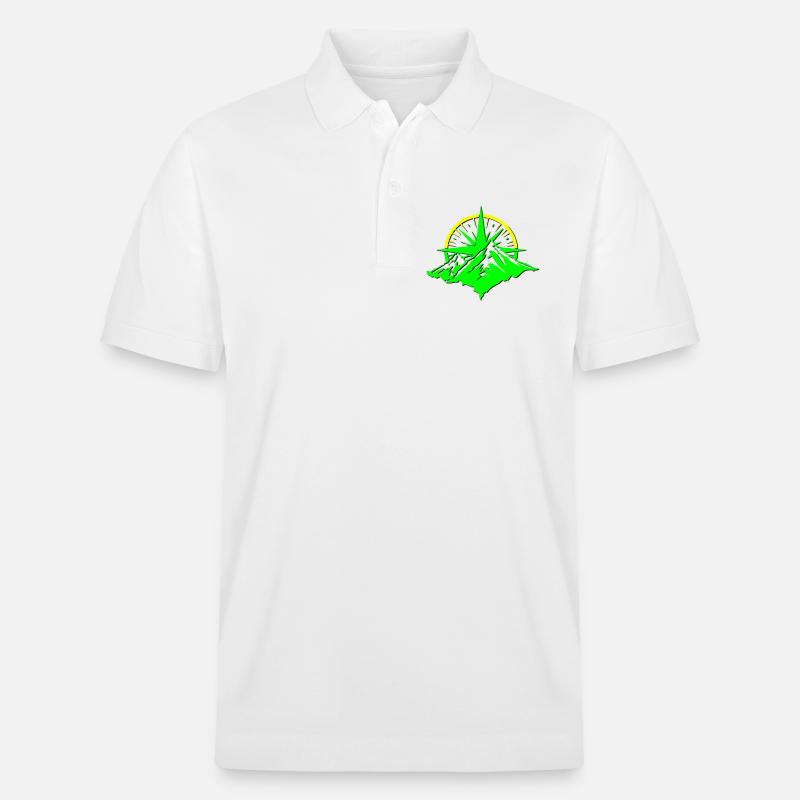 Compass With Mountain Silhouette - Stanley/Stella Unisex Bio-Poloshirt PREPSTER - Weiß
