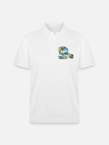 Carte aquarelle Tahiti - Polo PREPSTER bio Stanley/Stella Unisexe - blanc