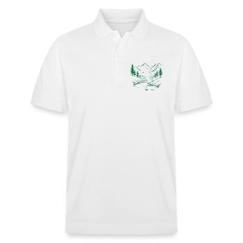 Mountains - Stanley/Stella Unisex Organic Polo Shirt PREPSTER - white - Front - Roxy (174cm) & Andy (188cm)