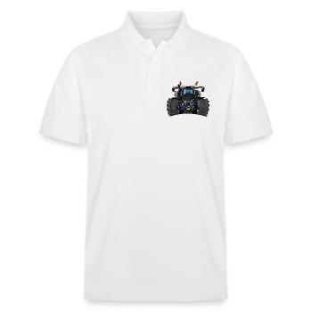 1396-TRACTEUR EN V NOIR - Polo PREPSTER bio Stanley/Stella Unisexe - blanc - Devant - Roxy (174cm) & Andy (188cm)
