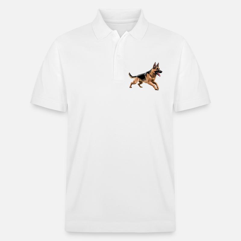 Deutscher Schäferhund - Cool Low Poly Logo - Stanley/Stella Unisex Bio-Poloshirt PREPSTER - Weiß
