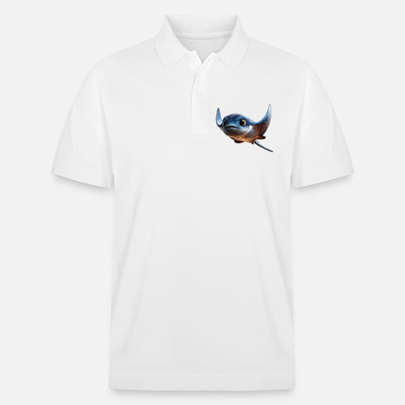 Manta Ray, Devil Ray, Stingray, Diver - Stanley/Stella Unisex Organic Polo Shirt PREPSTER - white
