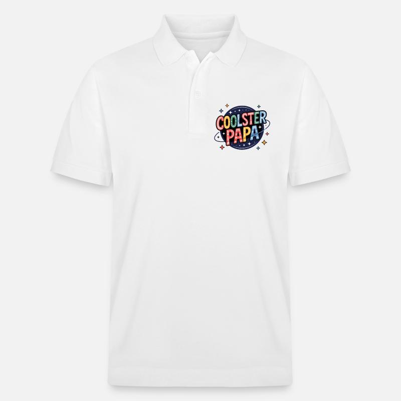 Coolster Papa – bunter Retro-Dad Print - Stanley/Stella Unisex Bio-Poloshirt PREPSTER - Weiß