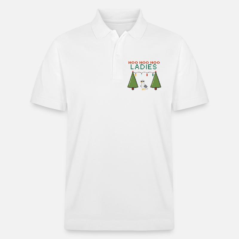 HooHooHoo Damen Pixel Weihnacht - Stanley/Stella Unisex Bio-Poloshirt PREPSTER - Weiß