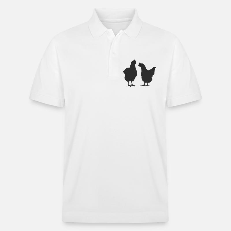 Zwei Hühner Silhouette - Stanley/Stella Unisex Bio-Poloshirt PREPSTER - Weiß