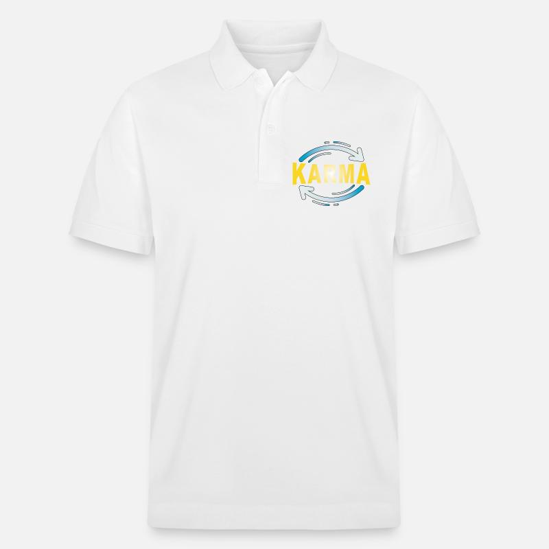 Karma - Minimalistisches Statement Design - Stanley/Stella Unisex Bio-Poloshirt PREPSTER - Weiß