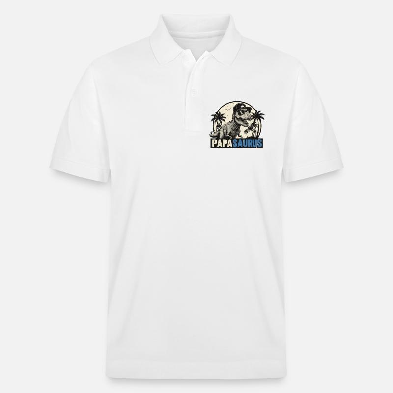 Papasaurus – Cool T-Rex Father Design - Polo PREPSTER bio Stanley/Stella Unisexe - blanc
