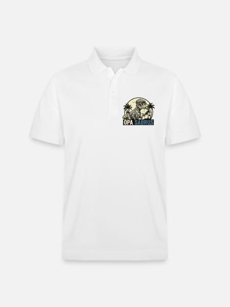Opasaurus Rex – Funny Grandpa Dinosaur Gift - Stanley/Stella Unisex Organic Polo Shirt PREPSTER - white