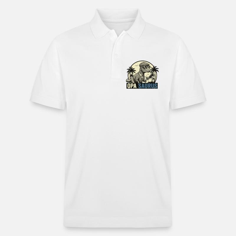 Opasaurus Rex – Lustiges Opa Dinosaurier Geschenk - Stanley/Stella Unisex Bio-Poloshirt PREPSTER - Weiß