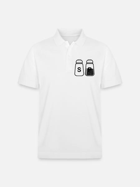 Salt and Pepper Shaker Set - Stanley/Stella Unisex Organic Polo Shirt PREPSTER - white