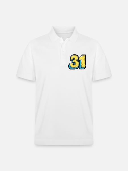 31 Zahl Bunt - Stanley/Stella Unisex Bio-Poloshirt PREPSTER - Weiß