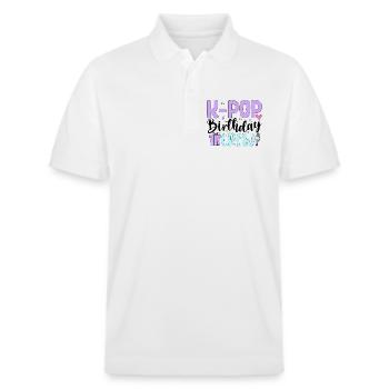 K Pop Birthday Crew - Stanley/Stella Unisex Bio-Poloshirt PREPSTER - Weiß - Vorne - Roxy (174cm) & Andy (188cm)