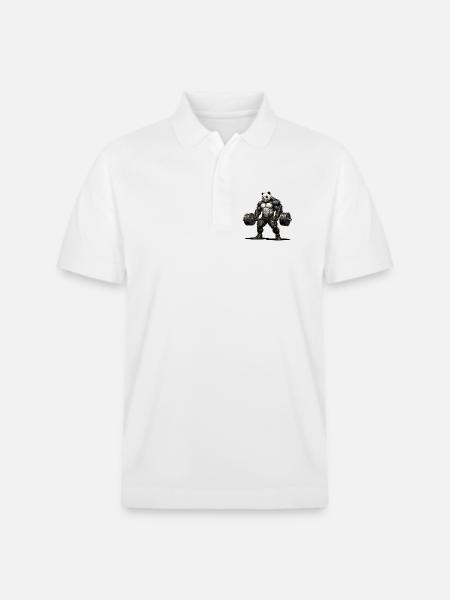 Panda Strength – Bodybuilding Design - Stanley/Stella Unisex Organic Polo Shirt PREPSTER - white