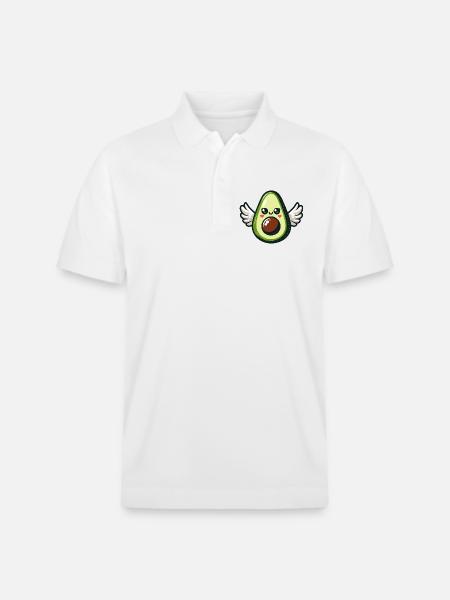 Kawaii Winged Avocado - Stanley/Stella Unisex Organic Polo Shirt PREPSTER - white