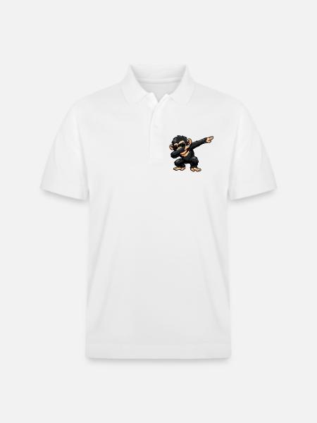 Dabbing Chimpanzee - Stanley/Stella Unisex Organic Polo Shirt PREPSTER - white