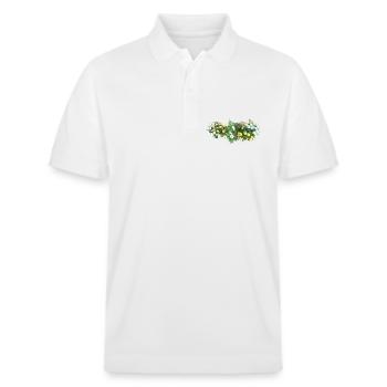 Arrangement floral d’été. Mer de fleurs jaune blanc - Polo PREPSTER bio Stanley/Stella Unisexe - blanc - Devant - Roxy (174cm) & Andy (188cm)