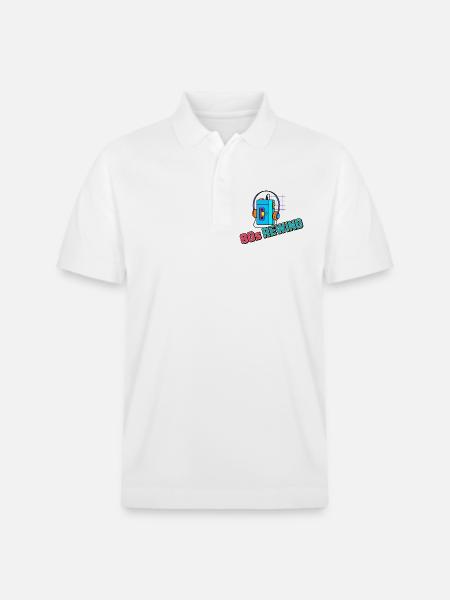 80s Rewind Cassette Headphones - Stanley/Stella Unisex Organic Polo Shirt PREPSTER - white