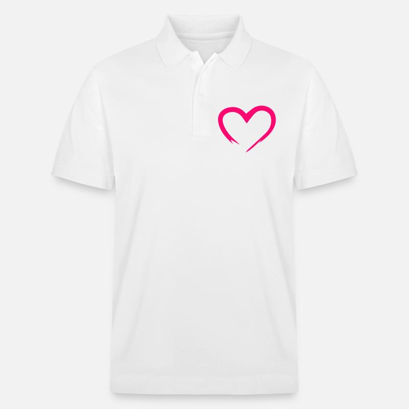 Pinkes Herz-Outline Design - Stanley/Stella Unisex Bio-Poloshirt PREPSTER - Weiß