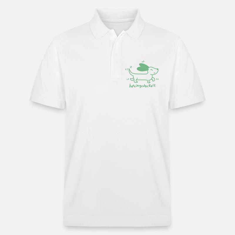  Dackel verspielt, handgezeichnet - Stanley/Stella Unisex Bio-Poloshirt PREPSTER - Weiß