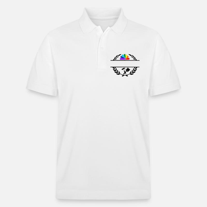 Farbfächerdeck in Lorbeerkranz mit Pinselroller - Stanley/Stella Unisex Bio-Poloshirt PREPSTER - Weiß