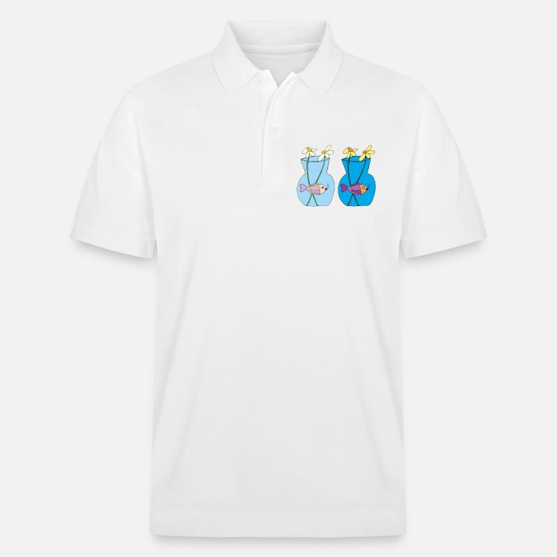 fisch im glas 2er - Stanley/Stella Unisex Bio-Poloshirt PREPSTER - Weiß
