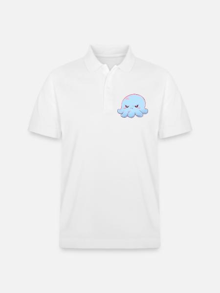 Blue grumpy octopus - Stanley/Stella Unisex Organic Polo Shirt PREPSTER - white