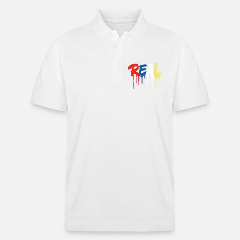 Graffiti-Style "REAL" - bunter tropfender Buchstabe - Stanley/Stella Unisex Bio-Poloshirt PREPSTER - Weiß