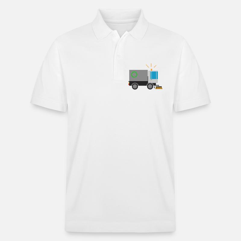Kehrmaschine Straßenfeger Kinder Berufe Säuberung - Stanley/Stella Unisex Bio-Poloshirt PREPSTER - Weiß