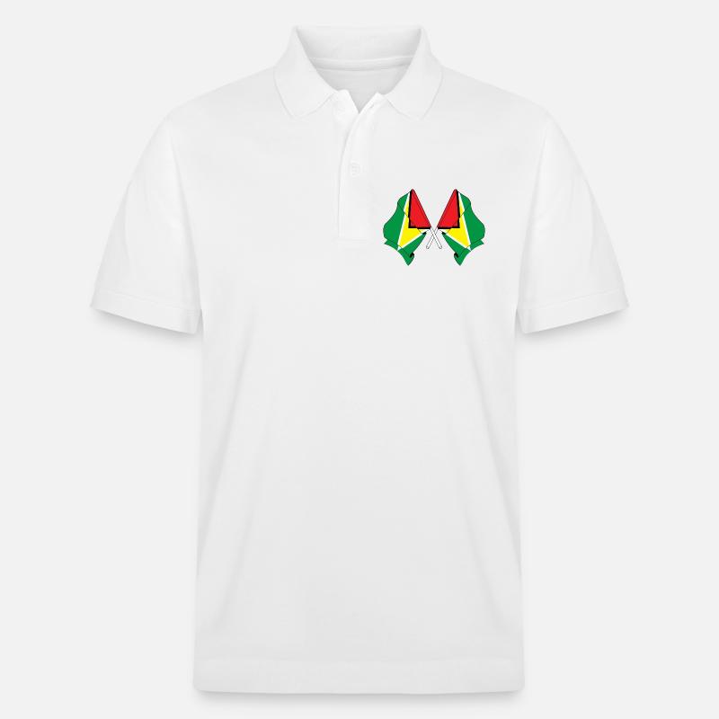 Deux drapeaux croisés de la Guyane - Polo PREPSTER bio Stanley/Stella Unisexe - blanc