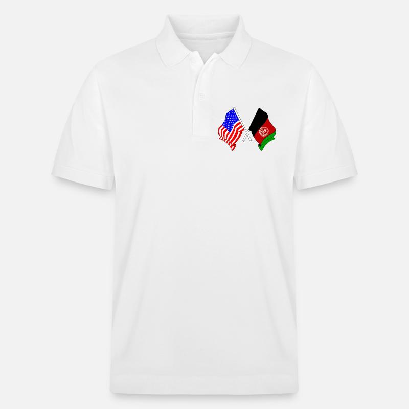 Drapeau des États-Unis Drapeau de l’Afghanistan - Polo PREPSTER bio Stanley/Stella Unisexe - blanc