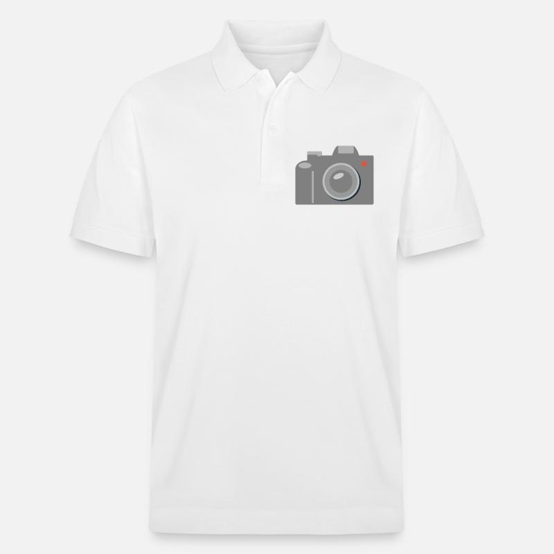 Icône de caméra Gris graphique - Polo PREPSTER bio Stanley/Stella Unisexe - blanc