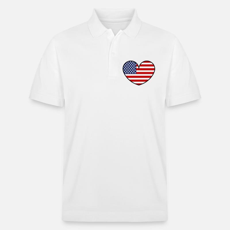 Cœur du drapeau américain - Polo PREPSTER bio Stanley/Stella Unisexe - blanc