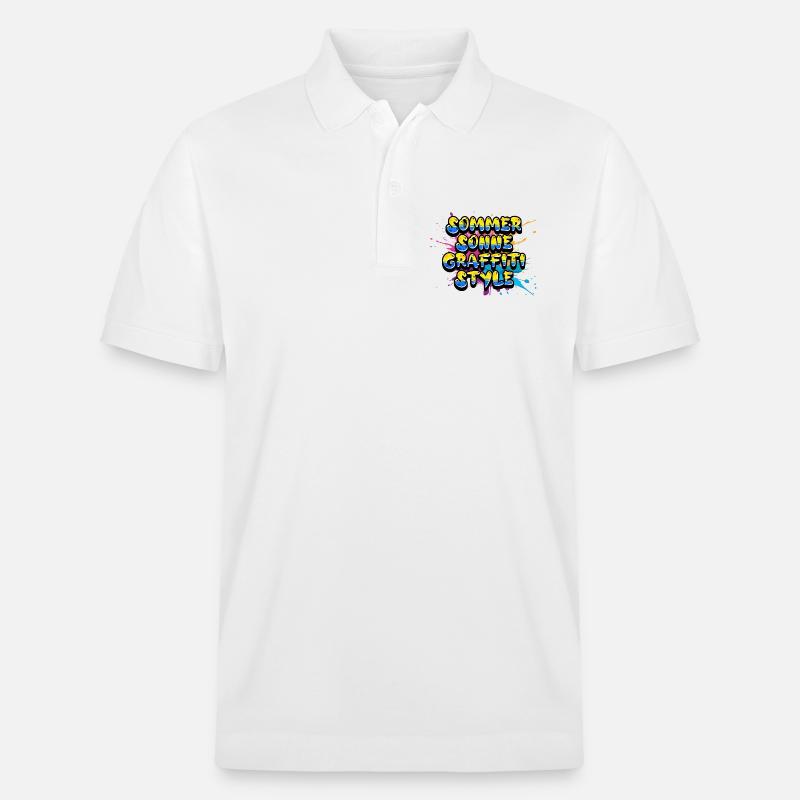 Sommer Sonne Graffiti Style Schriftzug - Stanley/Stella Unisex Bio-Poloshirt PREPSTER - Weiß