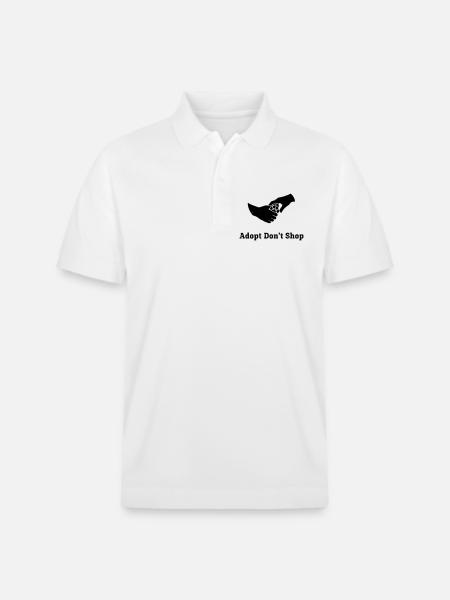 Adopt Dont Shop Paw Fist Check - Stanley/Stella Unisex Organic Polo Shirt PREPSTER - white