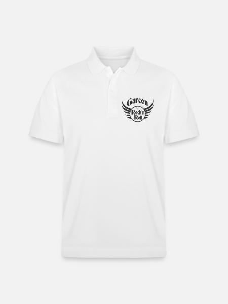 Boy Rock and Roll Skull Wings - Stanley/Stella Unisex Organic Polo Shirt PREPSTER - white