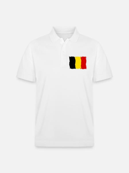 Belgium Belgian Flag Flag Gift - Stanley/Stella Unisex Organic Polo Shirt PREPSTER - white