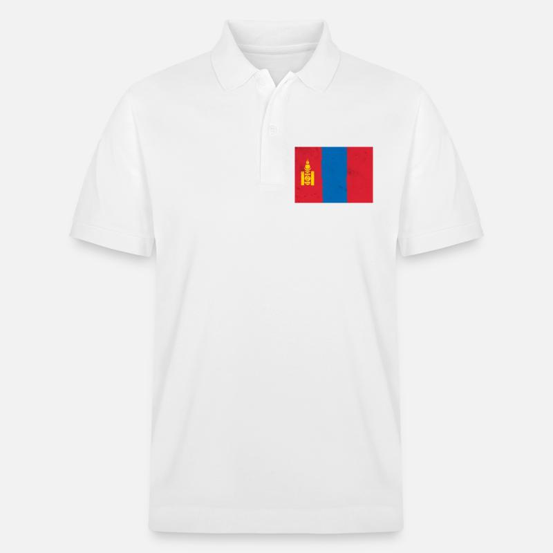 Flagge der Mongolei - Stanley/Stella Unisex Bio-Poloshirt PREPSTER - Weiß