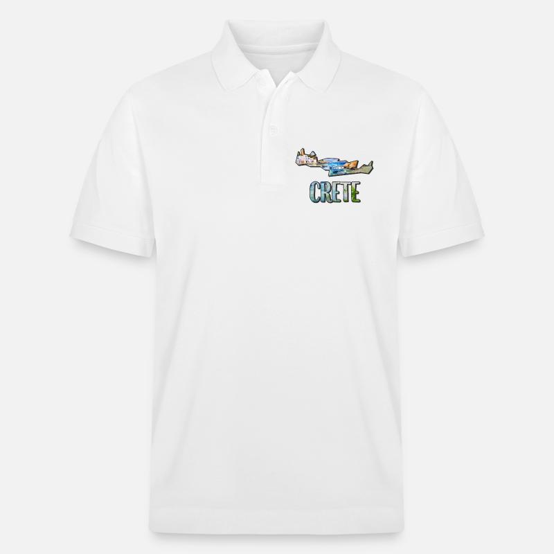 Mapa akwareli Kreta - Ekologiczna koszulka polo typu unisex Stanley/Stella PREPSTER - biały