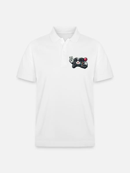 Kawaii-Spielcontroller-Friedenszeichen - Stanley/Stella Unisex Bio-Poloshirt PREPSTER - Weiß