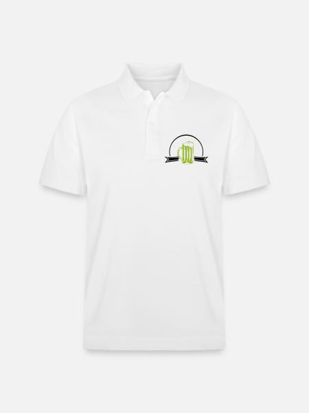 Green Neon Beer Mug Outline - Stanley/Stella Unisex Organic Polo Shirt PREPSTER - white