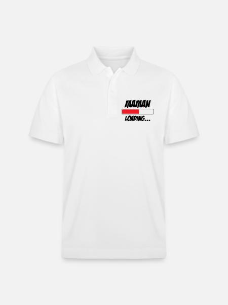 Mom loading... Please Wait - Mother-to-be - Stanley/Stella Unisex Organic Polo Shirt PREPSTER - white