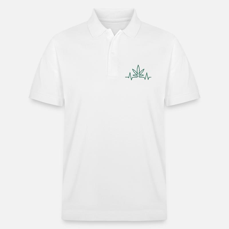 Herzschlag Hanfblatt - Stanley/Stella Unisex Bio-Poloshirt PREPSTER - Weiß