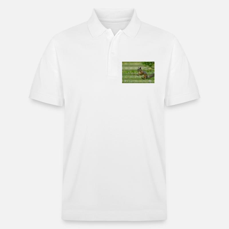 Eichhörnchen Wald Muster - Stanley/Stella Unisex Bio-Poloshirt PREPSTER - Weiß