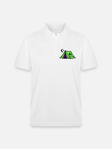 Tent Campfire Festival Icon - Stanley/Stella Unisex Organic Polo Shirt PREPSTER - white